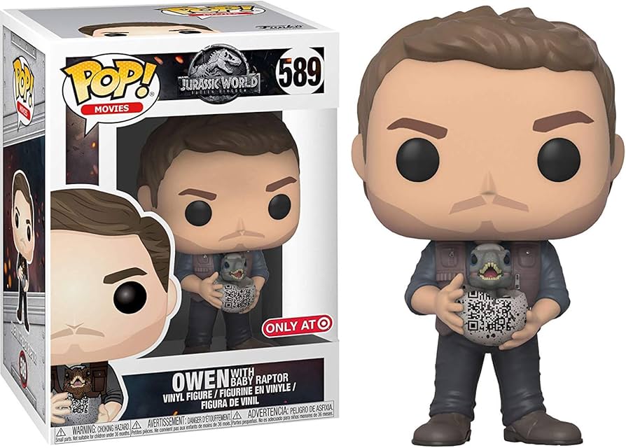 Funko Pop Owen with Baby Raptor (cosmetic damage to box front)