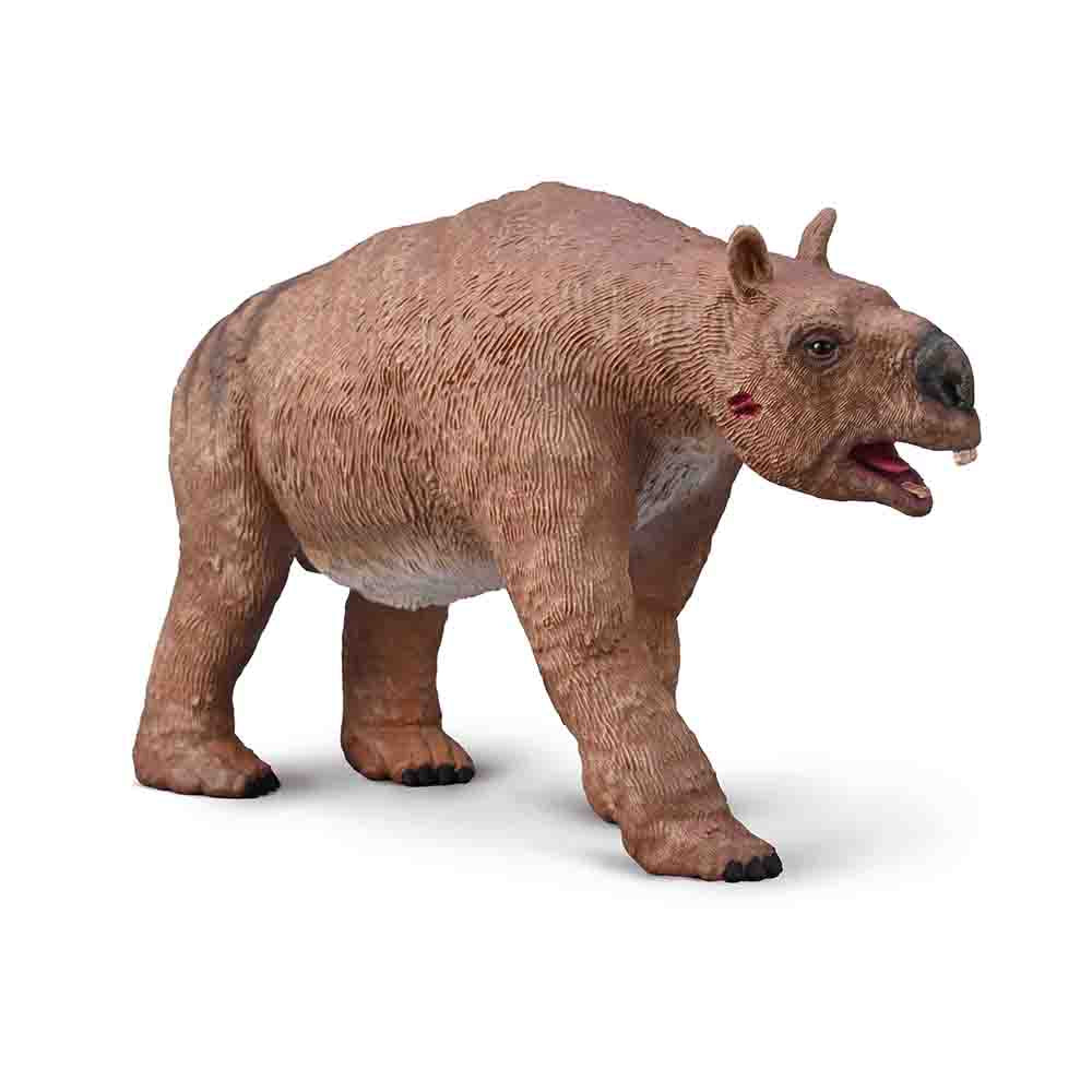 Model of a prehistoric animal on a white background