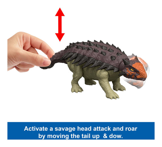 Jurassic World Rebirth Wild Roar Dinosaur Action Figure Ankylosaurus