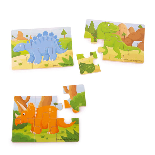 Bigjigs Dinosaur (6 Piece Puzzles) - 3 Puzzles