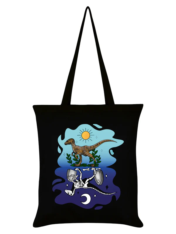 Pop Factory Dinosaur Day & Night Black Tote Bag