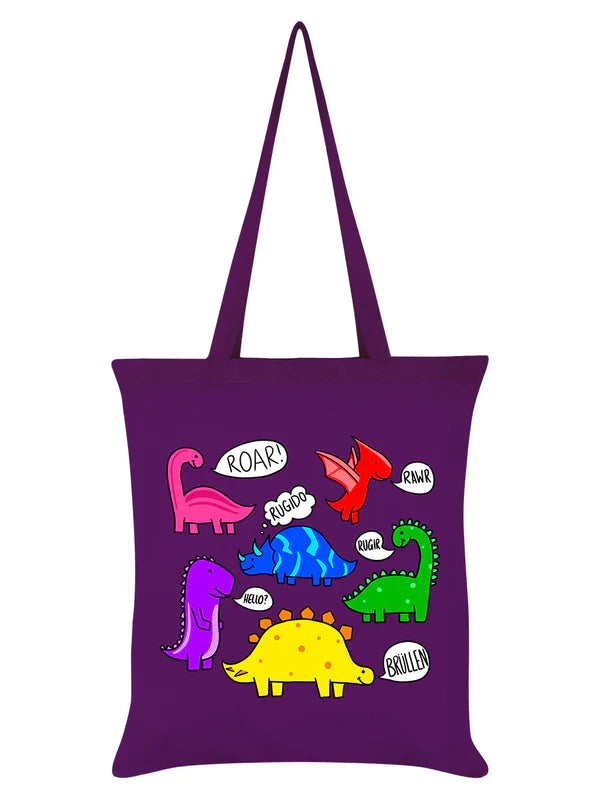 Pop Factory Dinosaur Roar Magenta Tote Bag