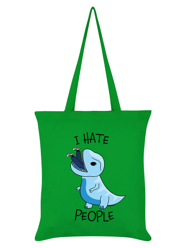 Pop Factory I Hate People Dinosaur Green Tote Bag