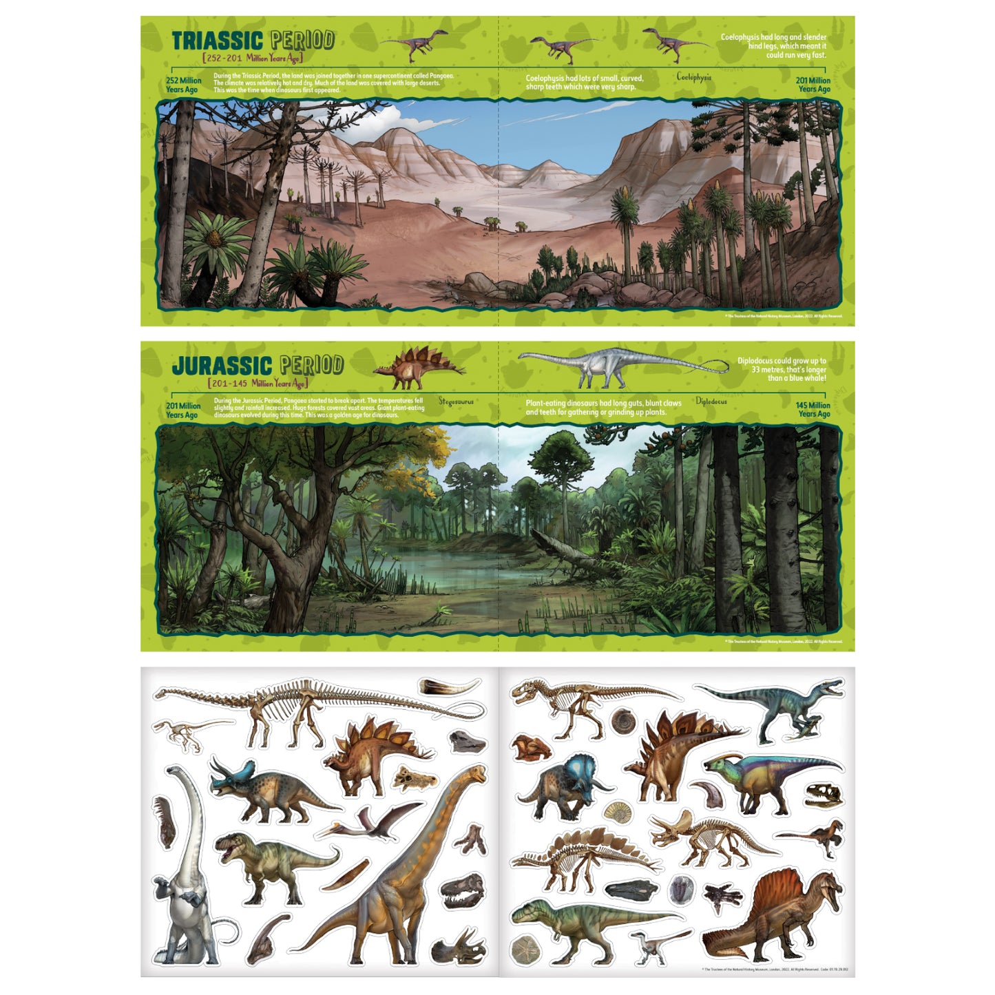 NATURAL HISTORY MUSEUM DINOSAURS STICKER SCENE STICKERS
