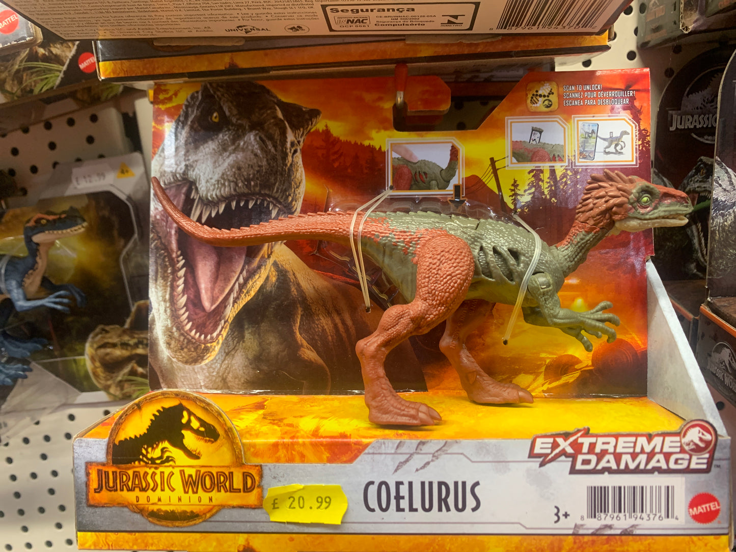 Jurassic World Dominion Coelurus Dinosaur Extreme Damage 18 cm