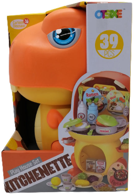Toy kitchen set with dinosaur-shaped packaging featuring Otosime branding.