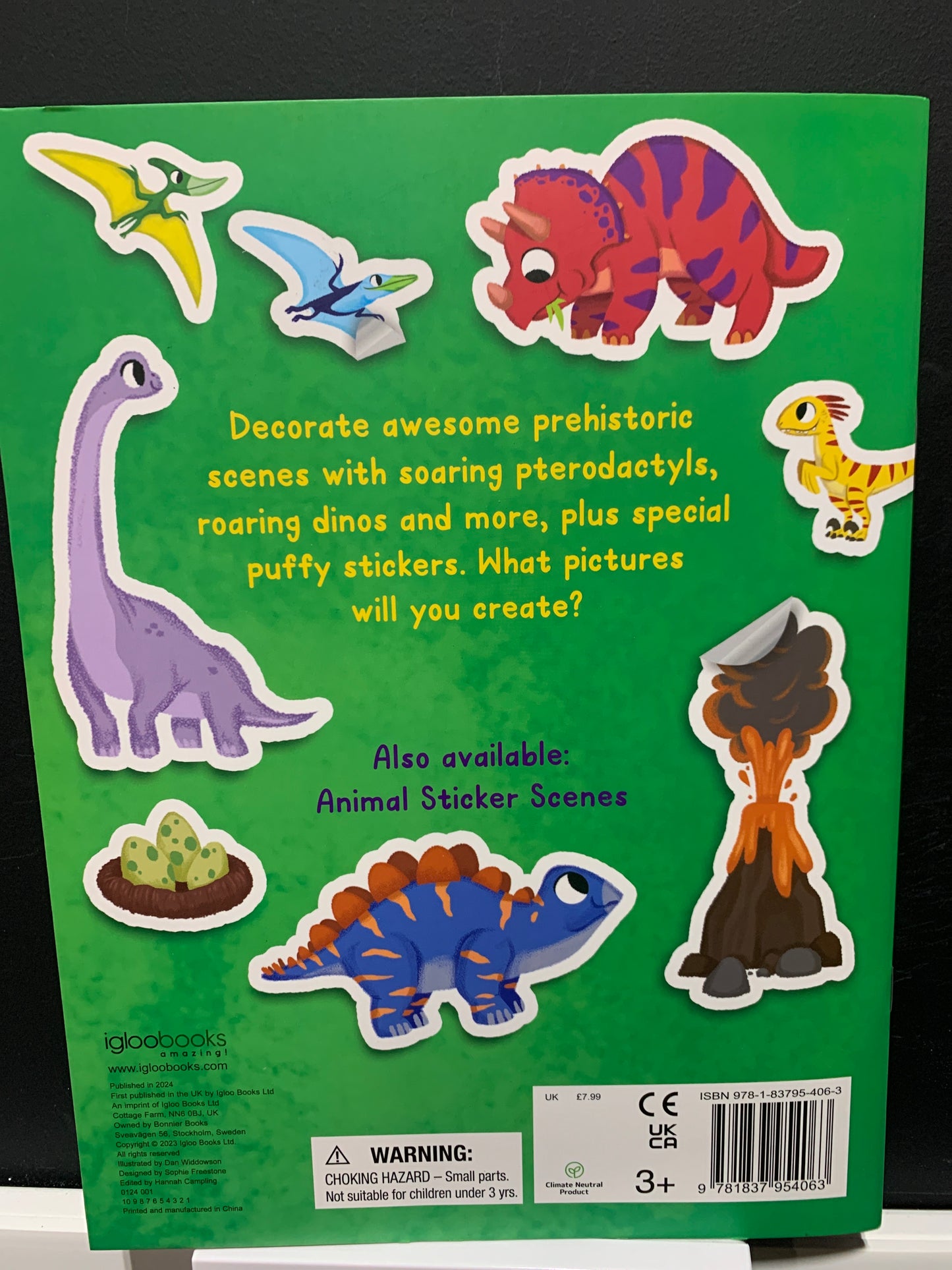 Dinosaur sticker scenes book