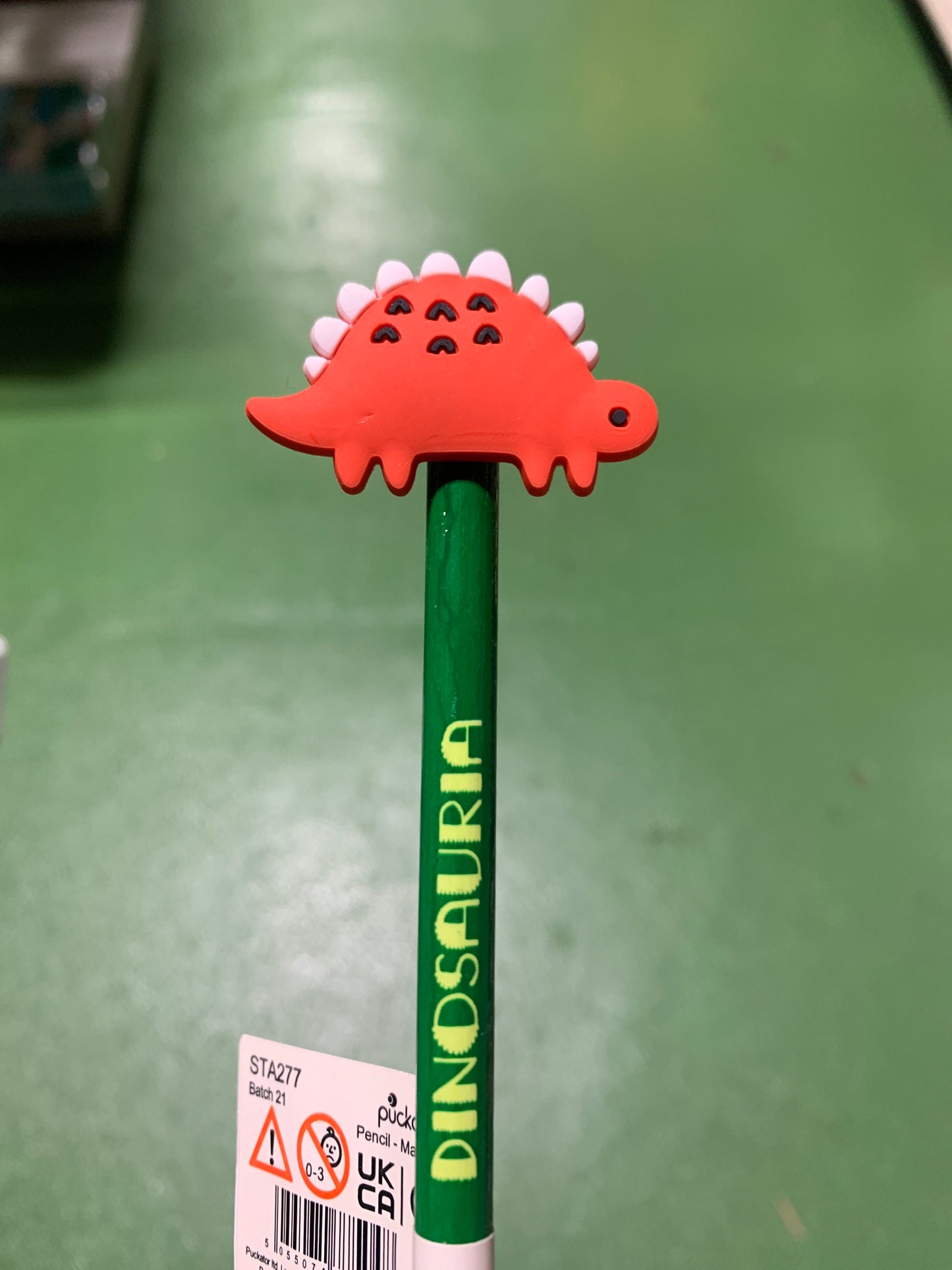 Dinosaur pencil with pvc topper
