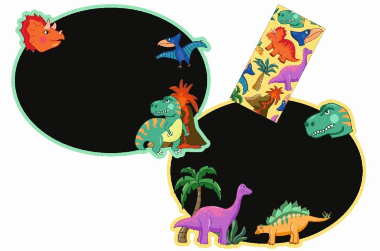 dinosaur shaped chalk board with chalks on a white background