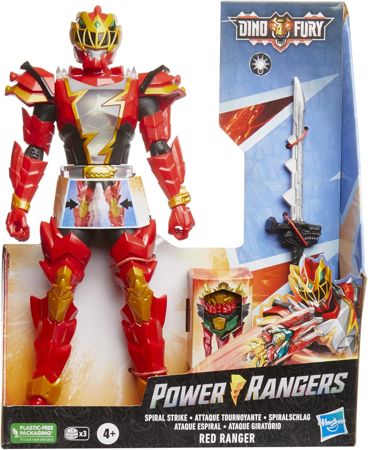 Power Rangers Dino Fury Spiral Strike Red Ranger 30-cm-scale Electronic Action Figure