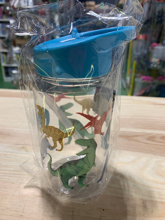 Dinosaur Plastic Drinks Bottle with Straw 400ml