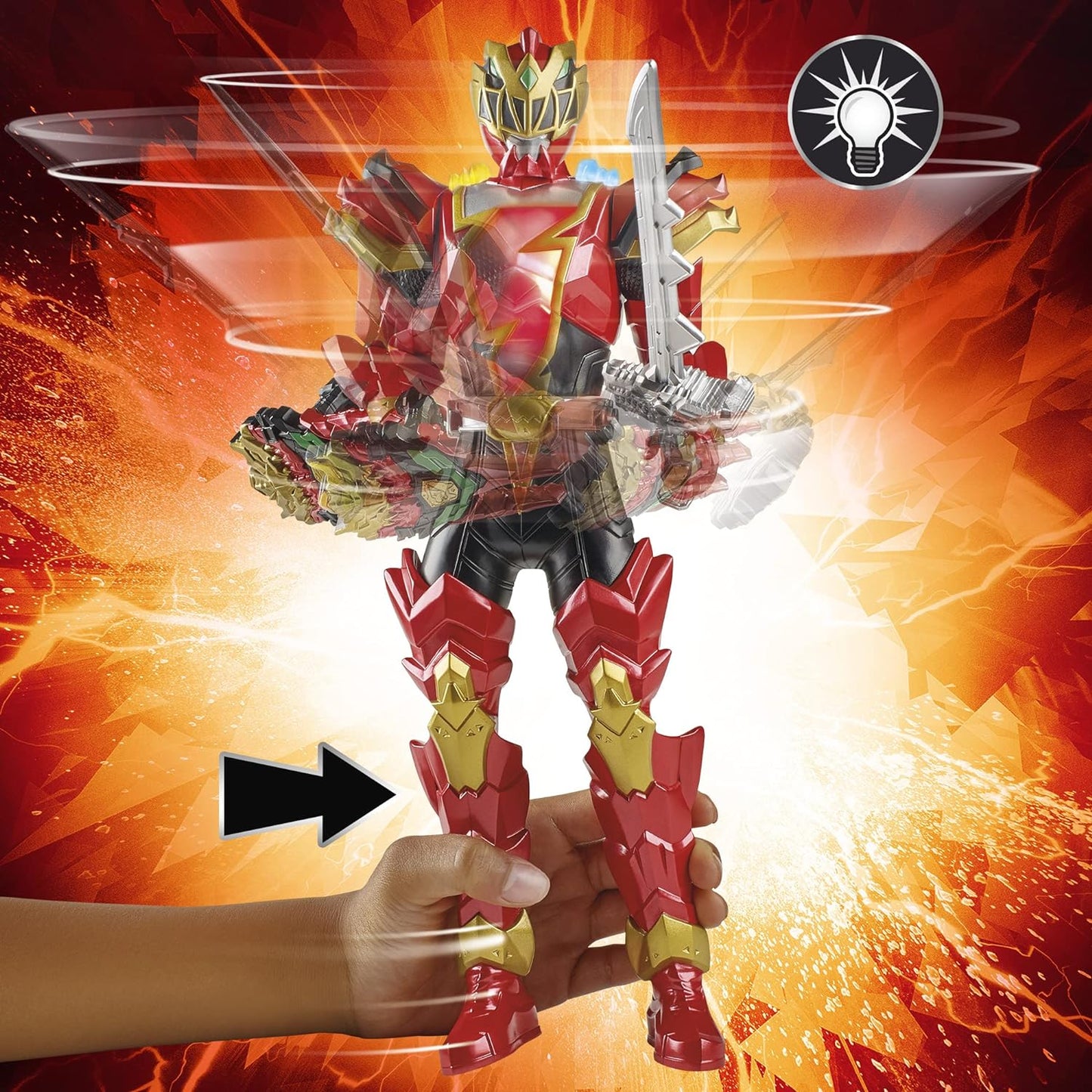 Power Rangers Dino Fury Spiral Strike Red Ranger 30-cm-scale Electronic Action Figure