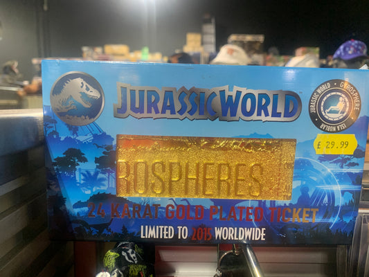 Jurassic World Replica Gyrosphere Collectible Ticket (gold plated)