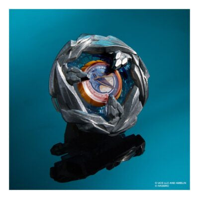 Toy ball with a metallic design on a blue background