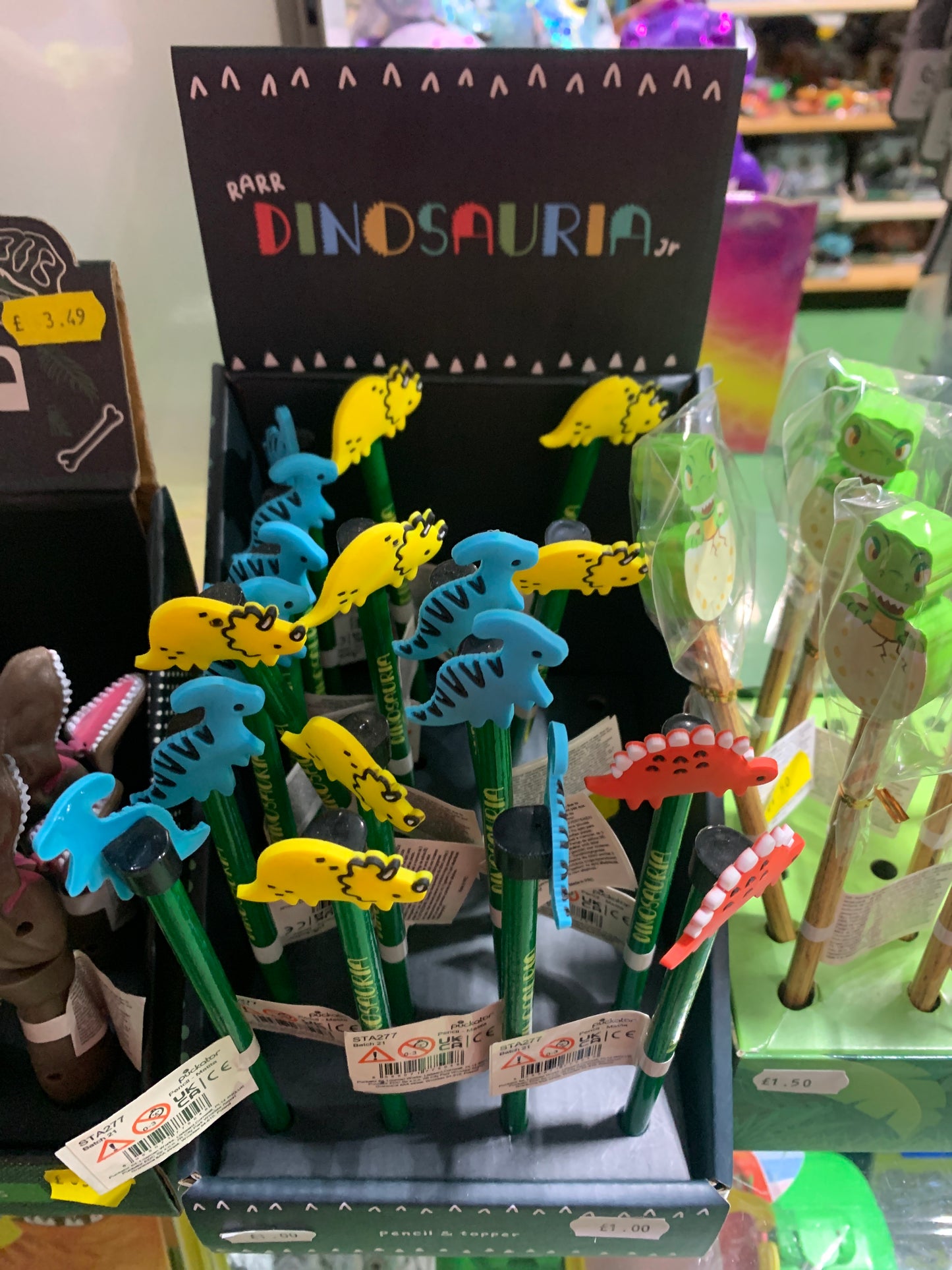 Dinosaur pencil with pvc topper
