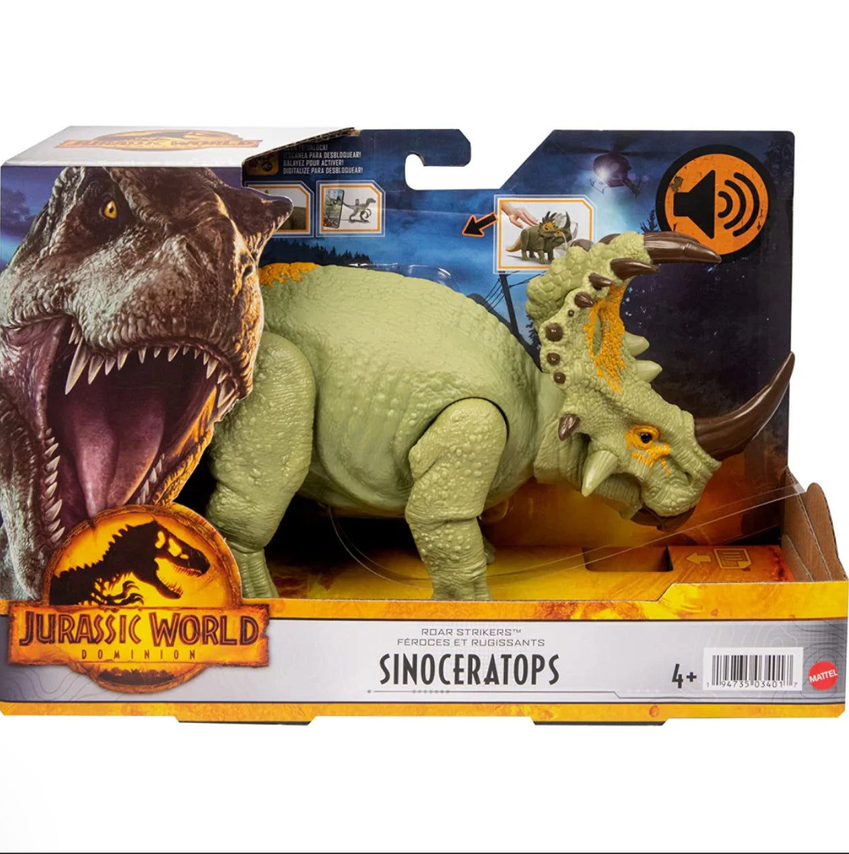 Jurassic World Dominion Roar Strikers Sinoceratops Dinosaur Action Figure