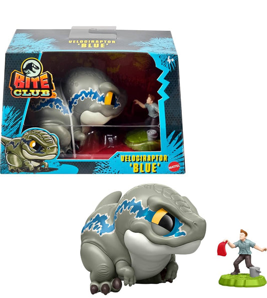 Jurassic World Bite Club Dinosaur Action Figure & Accessory - Velociraptor Blue