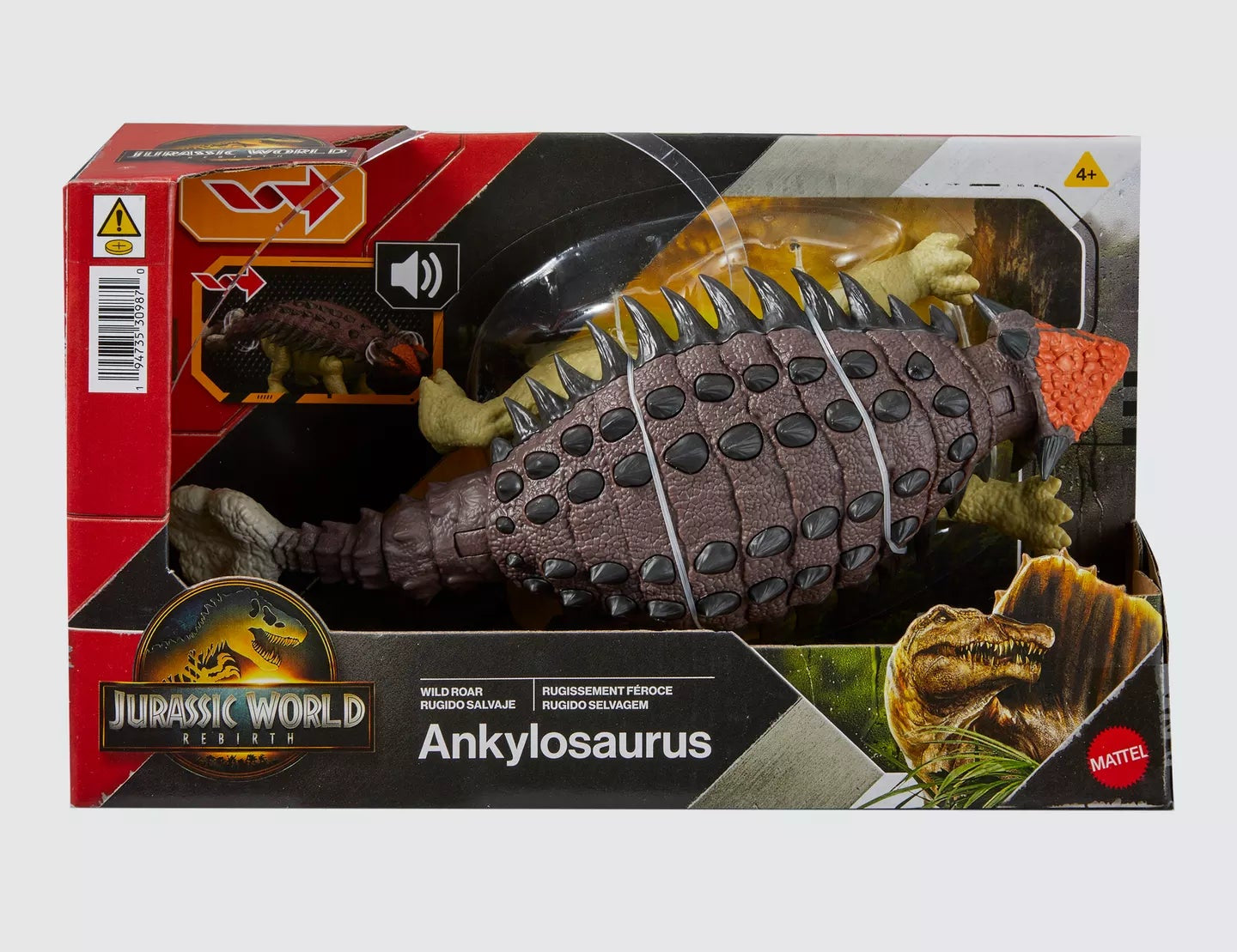 Jurassic World Rebirth Wild Roar Dinosaur Action Figure Ankylosaurus