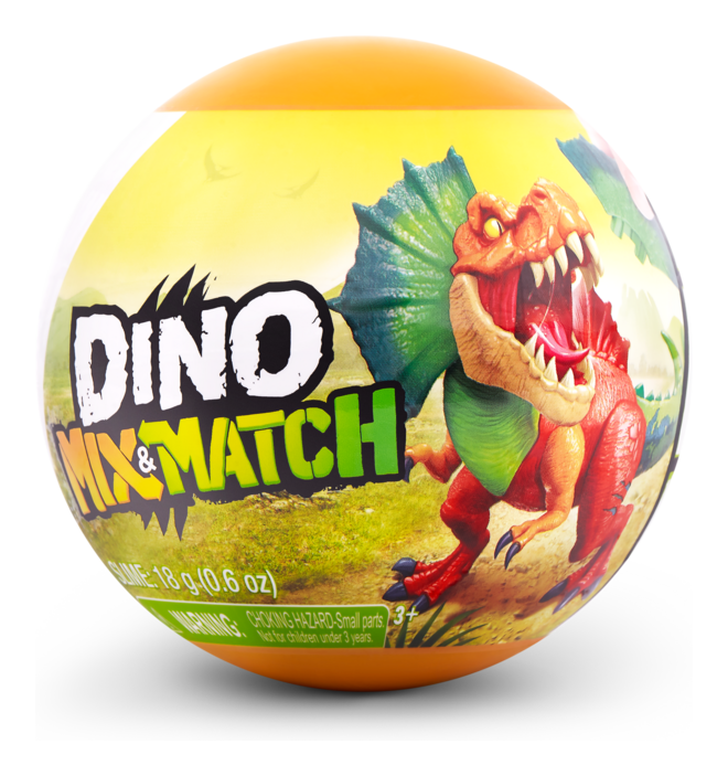 Dino Mix & Match toy ball with dinosaur illustration on a white background