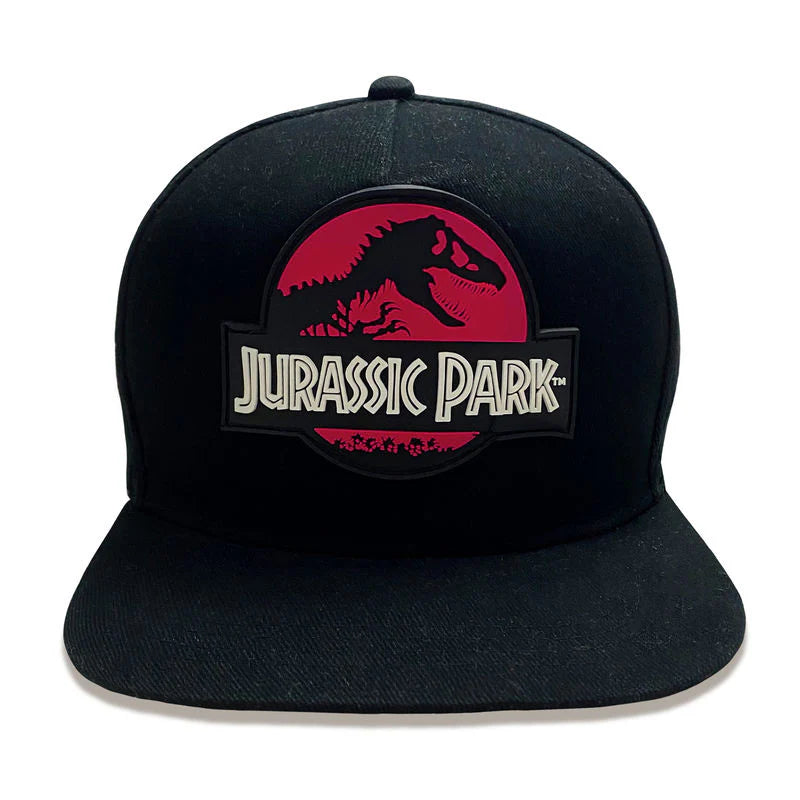 Black cap with Jurassic Park logo on a white background