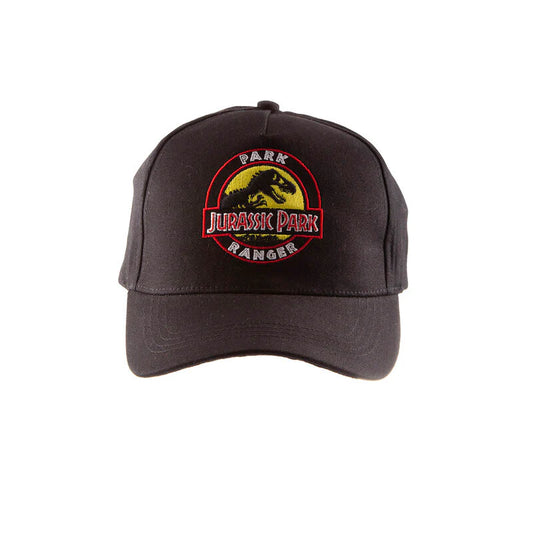 Black cap with Jurassic Park ranger logo on a white background