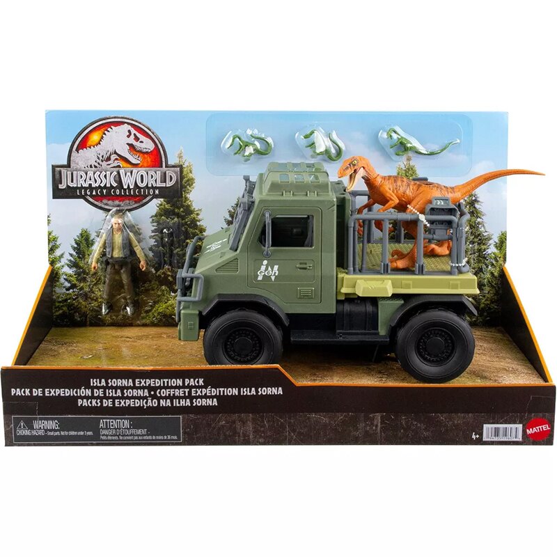 Toy truck with dinosaur on top in 'Jurassic World' packaging
