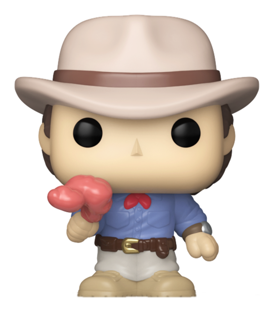 Funko Pop! vinyl figure of a character with a cowboy hat and pink object on a white background