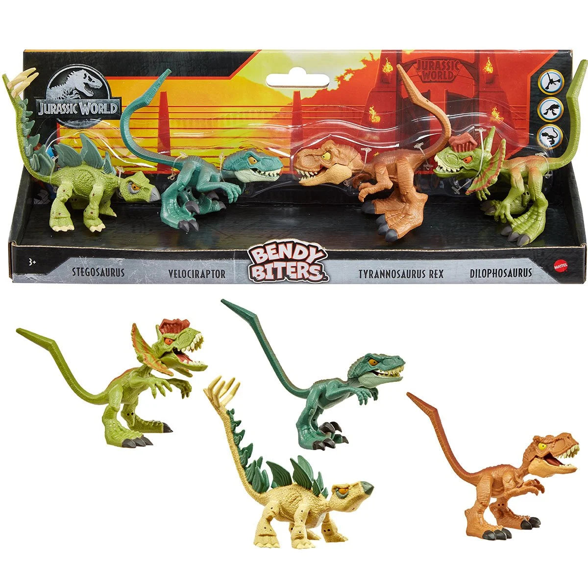 Jurassic World Mini Bendy Biters Figure 4-Pk