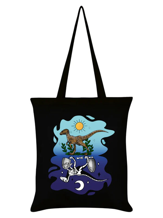 Pop Factory Dinosaur Day & Night Black Tote Bag