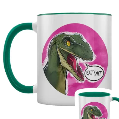 Cute But Abusive Dinosaurs - Eat Sh*t Green Inner 2-Tone Mug