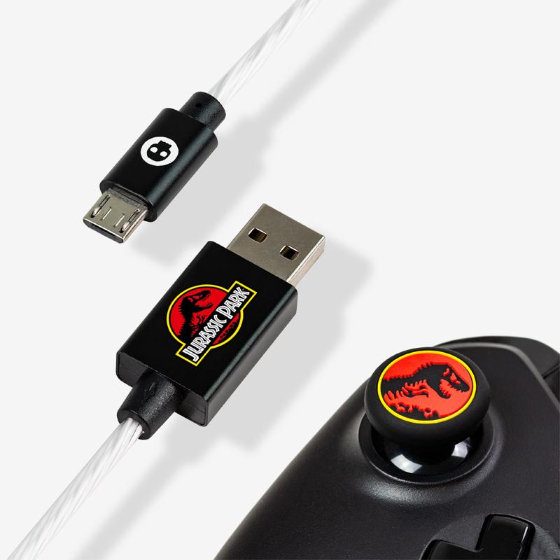 Official Jurassic Park Micro-USB LED Charge Cable & Thumb Grips (PS4 and Xbox One)