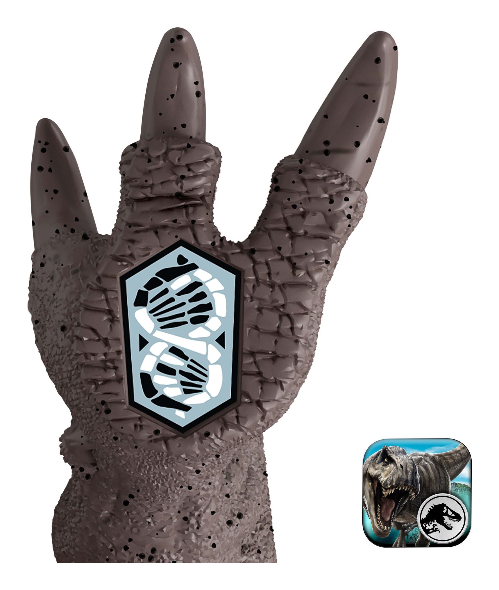 Jurassic Park-inspired glove with a logo on a white background