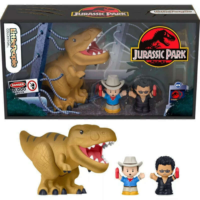 Jurassic Park toy set with T-Rex figures and characters in packaging