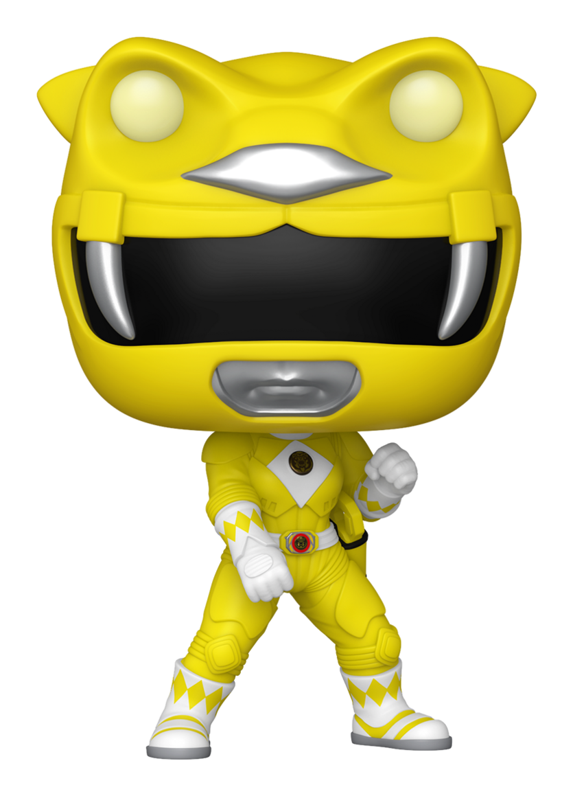 Yellow Power Ranger figurine on a white background