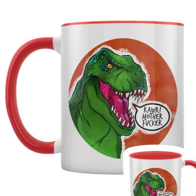 Cute But Abusive Dinosaurs - Rawr! Mother F*cker Red Inner 2-Tone Mug