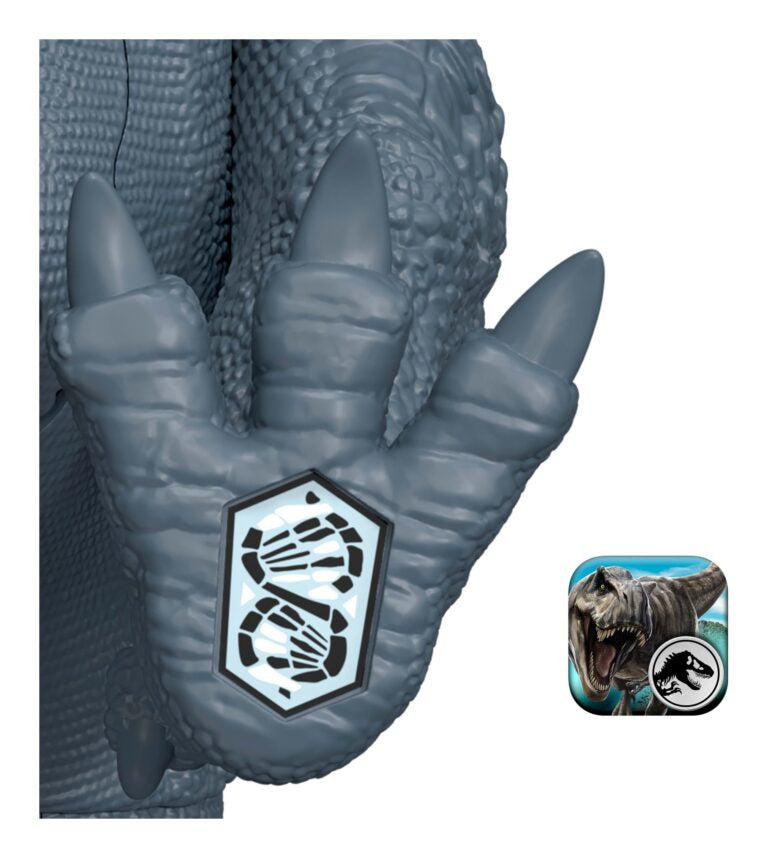 Dinosaur claw with a logo on a white background